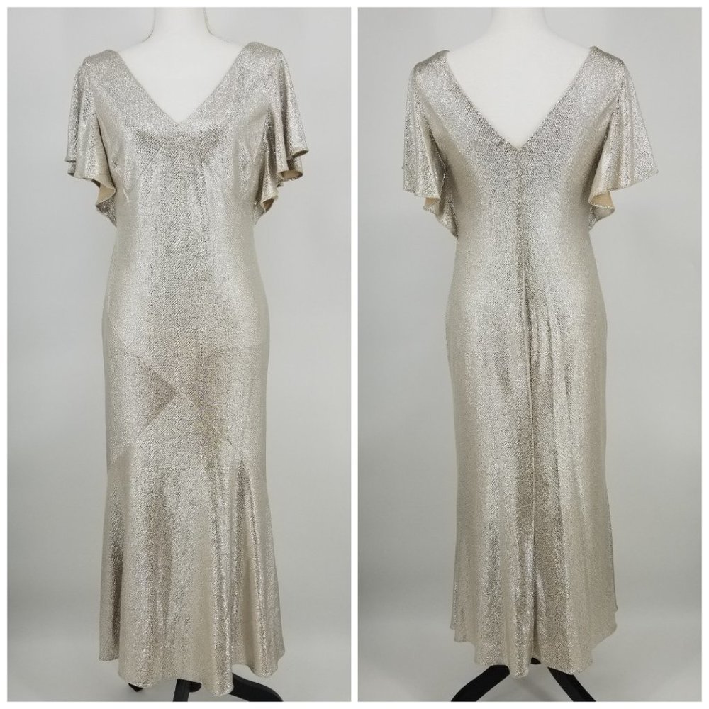 Ralph Lauren Flutter Sleeve Evening Dress 6 & 12 - Picture 3 of 13